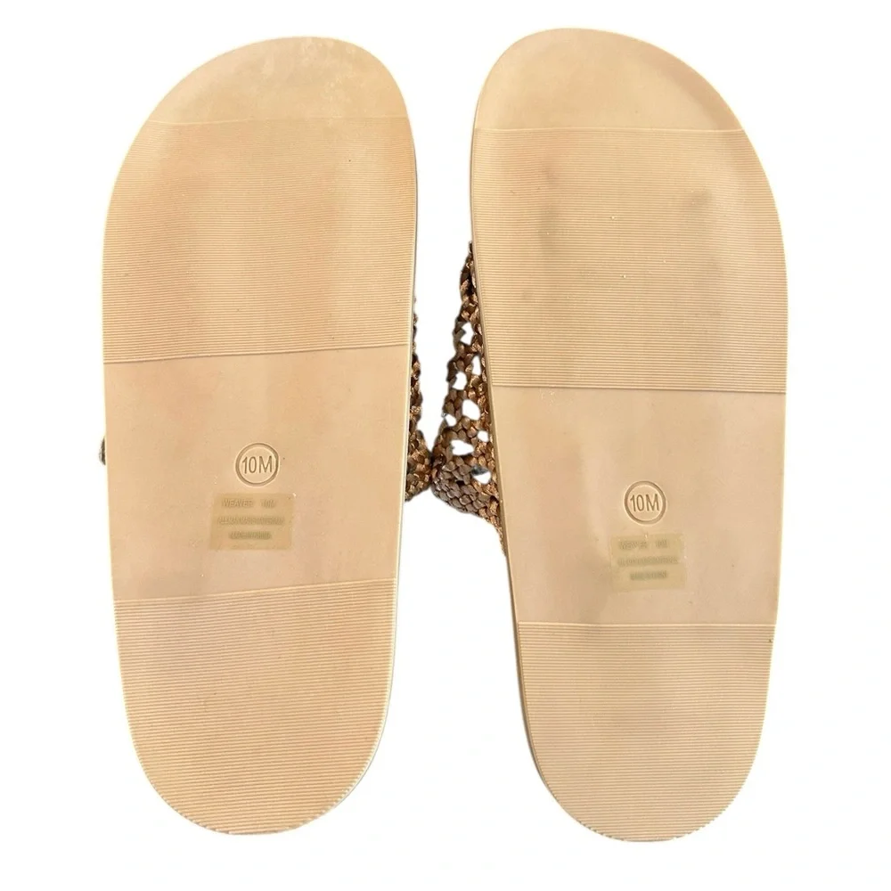 Joie Weaver Tan Beige Woven Open Weave Braided Buckle Sandals Slides 10 NWT BOX - Picture 4 of 6